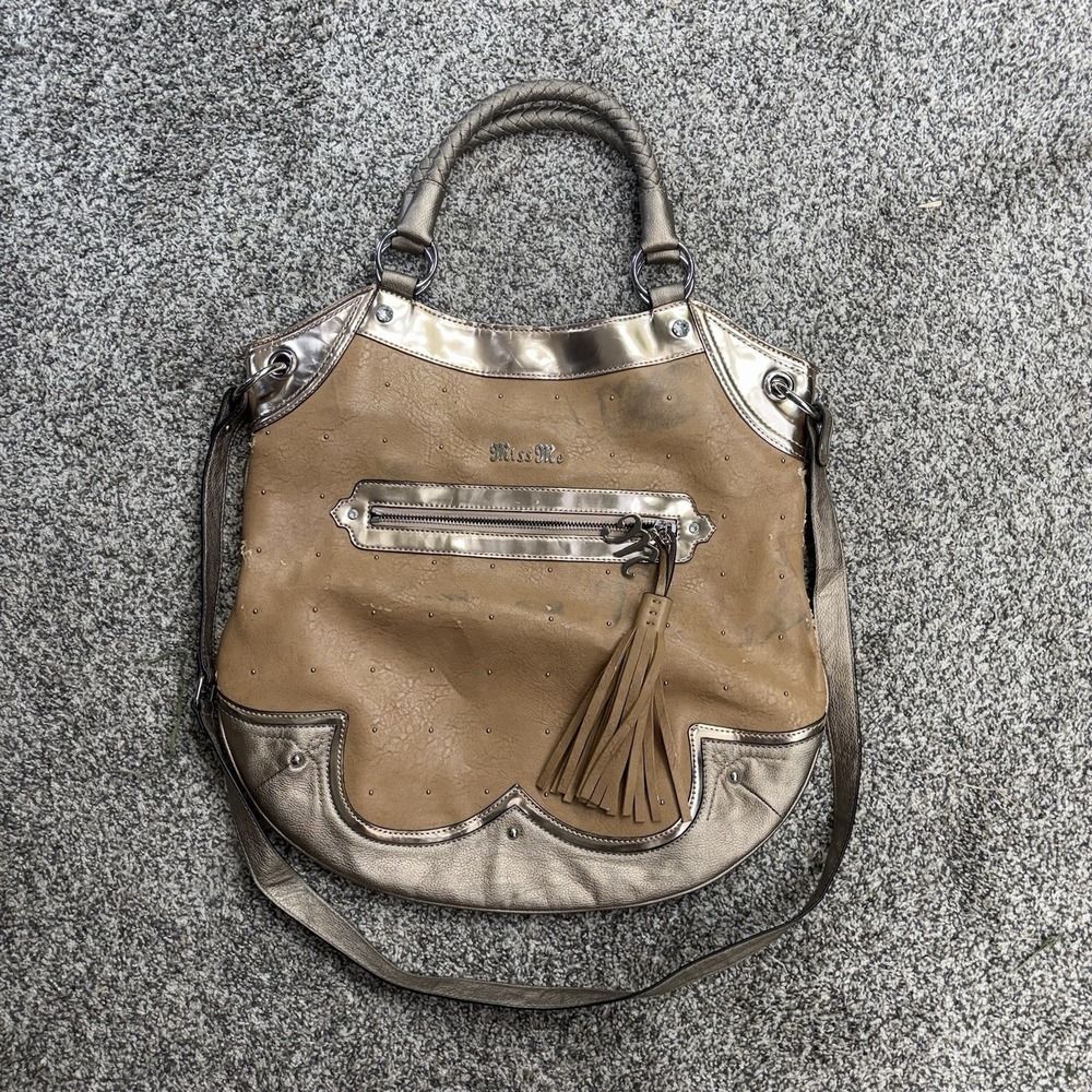 MISS ME Shoulder Bag Tote Grunge Purse Y2K Gold Metallic